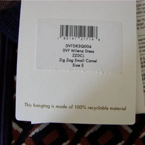 DVF Diane Von Furstenberg Mini Dress Milena Zig Zag Camel Knit Office Small NEW - Picture 8 of 15